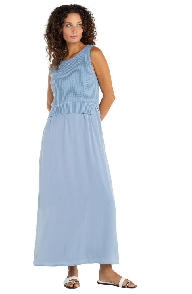 Liverpool Sleeveless Tie Back Sweater Woven Dress – Coral Cove NJ